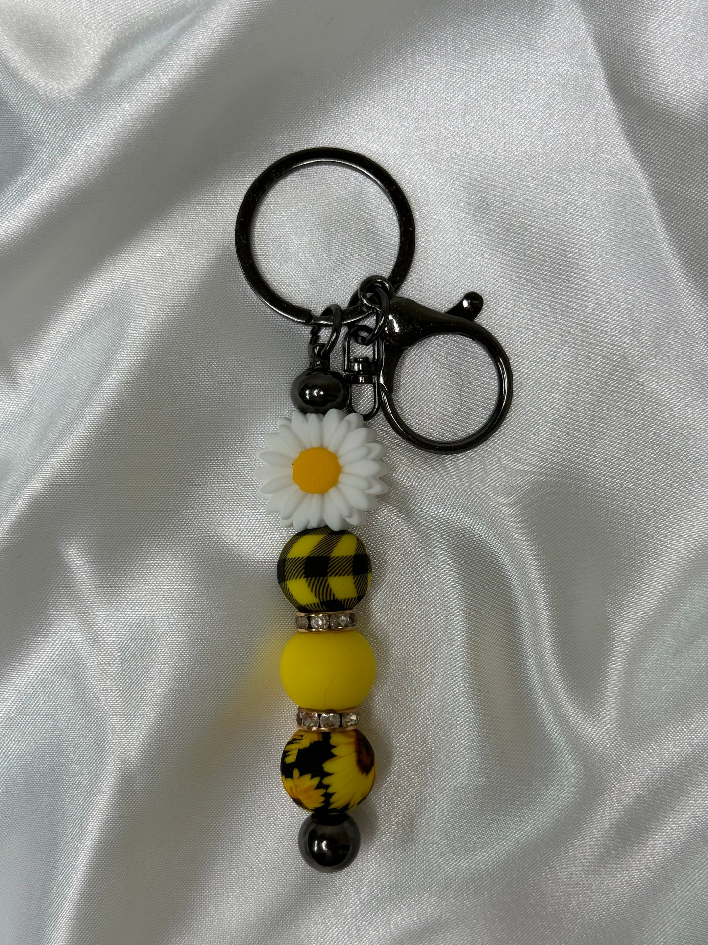 Yellow and Black with Daisy Keeychain