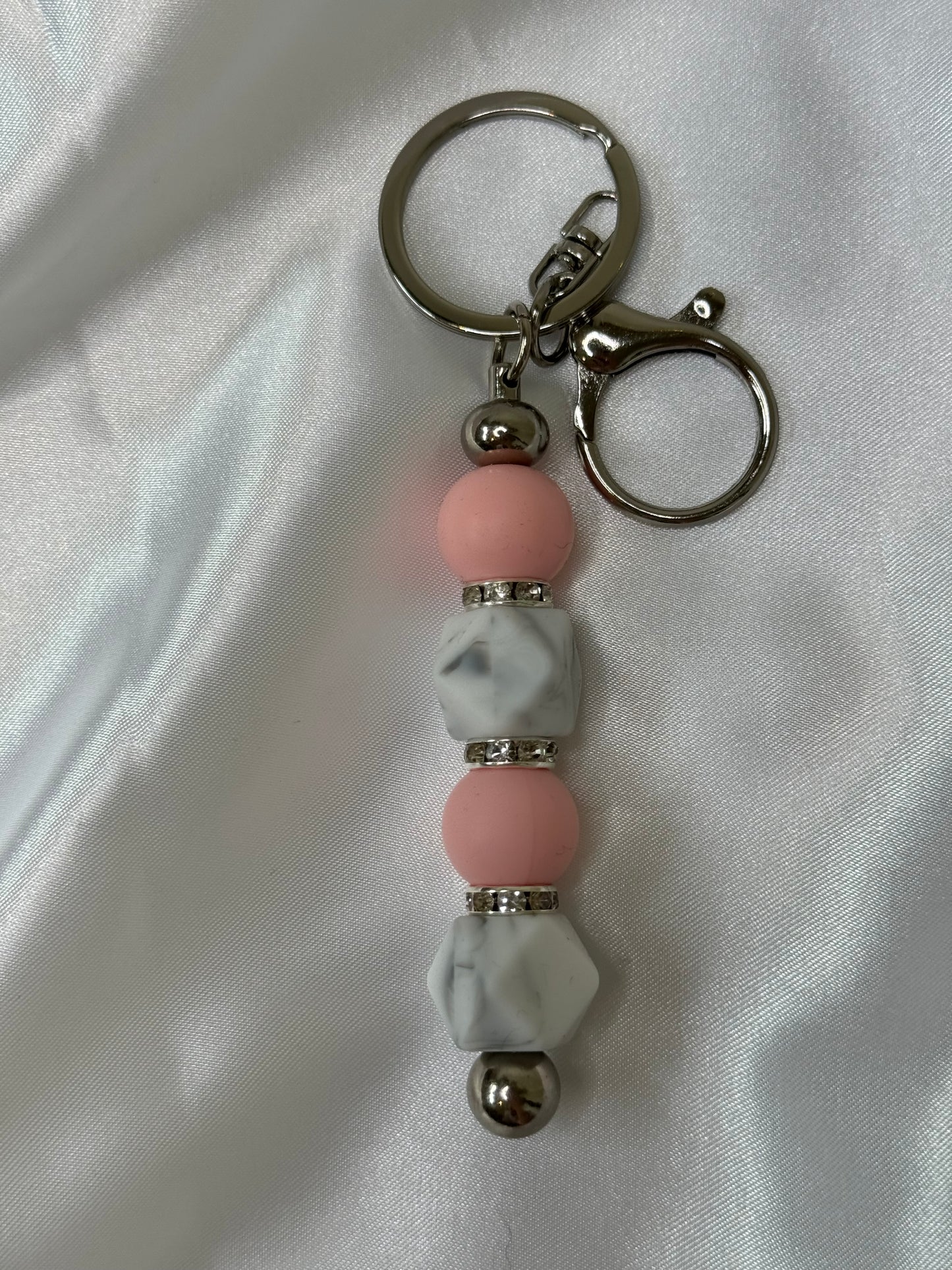 Pink and Marble Keychain