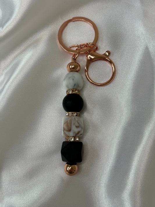 Marble and Black Keychain